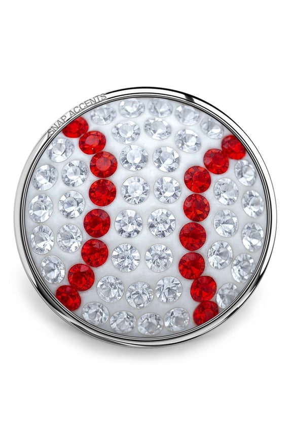 Baseball Sports Rhinestone Snap Jewelry Ginger Charm Button, For Interchangeable DIY Customizable Accessories