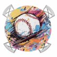 thumbnail image 1 of Baseball Sports Round Tablecloth for 45-54 Inch Tables, Fitted Table Cover with Elastic Edge, Minimalist Geometric Smear Art Waterproof Outdoor Table Cloth Protector for Patio Garden Dinner Picnic, 1 of 9