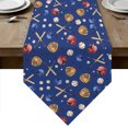 thumbnail image 1 of Baseball Sports Table Runner Linen Burlap Table Runner 120 Inches Long Modern Classic American Balls Blue Dresser Scarves for Kitchen Island Coffee Dining Room Party Wedding Holiday Decor 13"x120", 1 of 8
