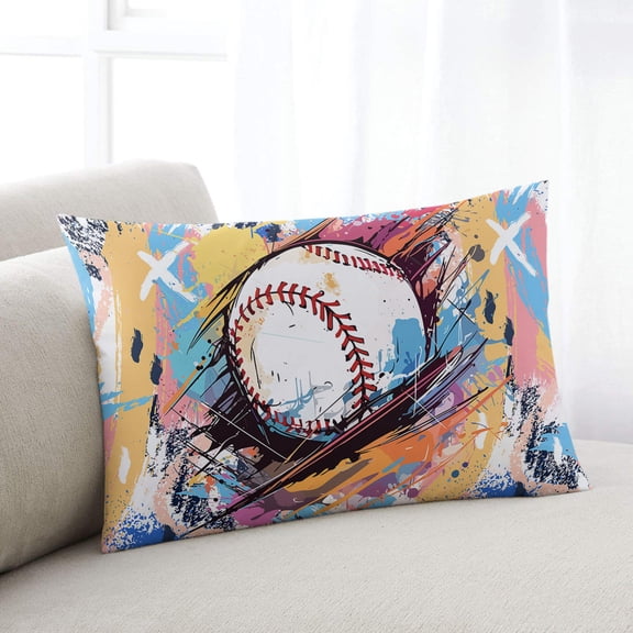 Baseball Sports, Throw Pillow Covers, Minimalist Geometric Smear Art Soft Breathable Pillow Cases with Invisible Zipper for Sleeping, Toddler Pillowcases for Couch Bed Sofa Chair 12x20 Inches