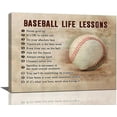 thumbnail image 1 of Baseball Sports Wall Art Baseball Life Lessons Motivational Quotes Pictures Wall Decor Sports Canvas Prints Painting Framed Artwork for Bedroom Boy''s Room 16"x12", 1 of 5