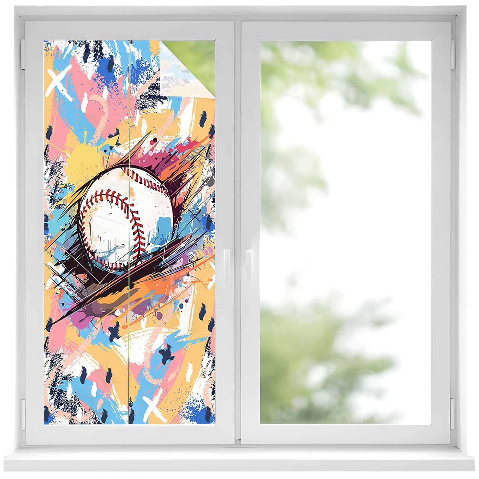 Baseball Sports, Window Privacy Film, Minimalist Geometric Smear Art ...