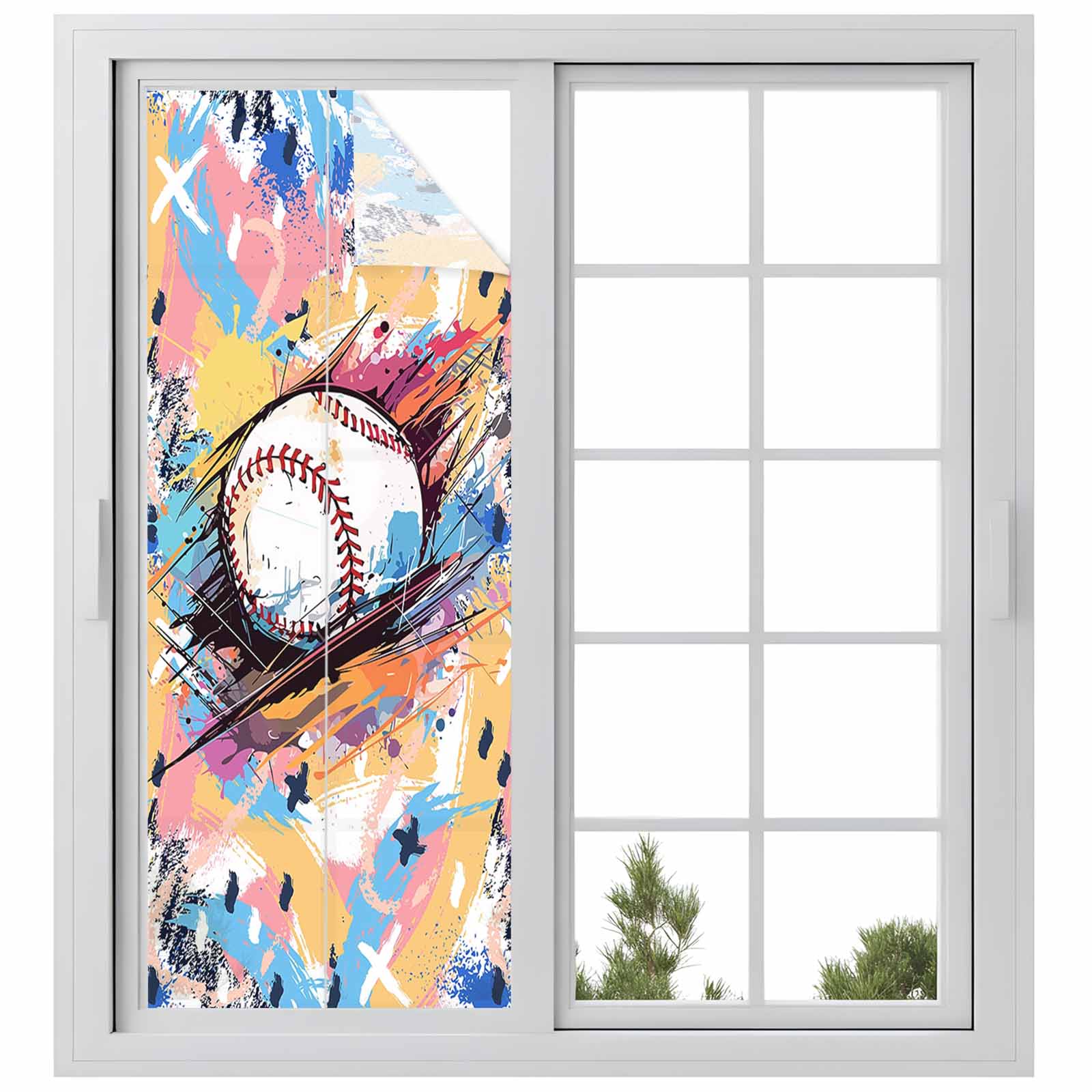 Baseball Sports, Window Privacy Film, Minimalist Geometric Smear Art ...