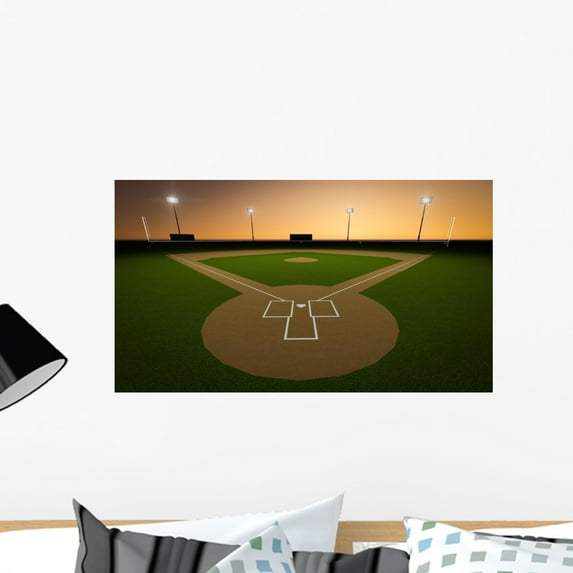 Baseball Stadium Wall Mural Decal Sticker, Wallmonkeys Peel & Stick Vinyl Graphic (24 in W x 14 in H)