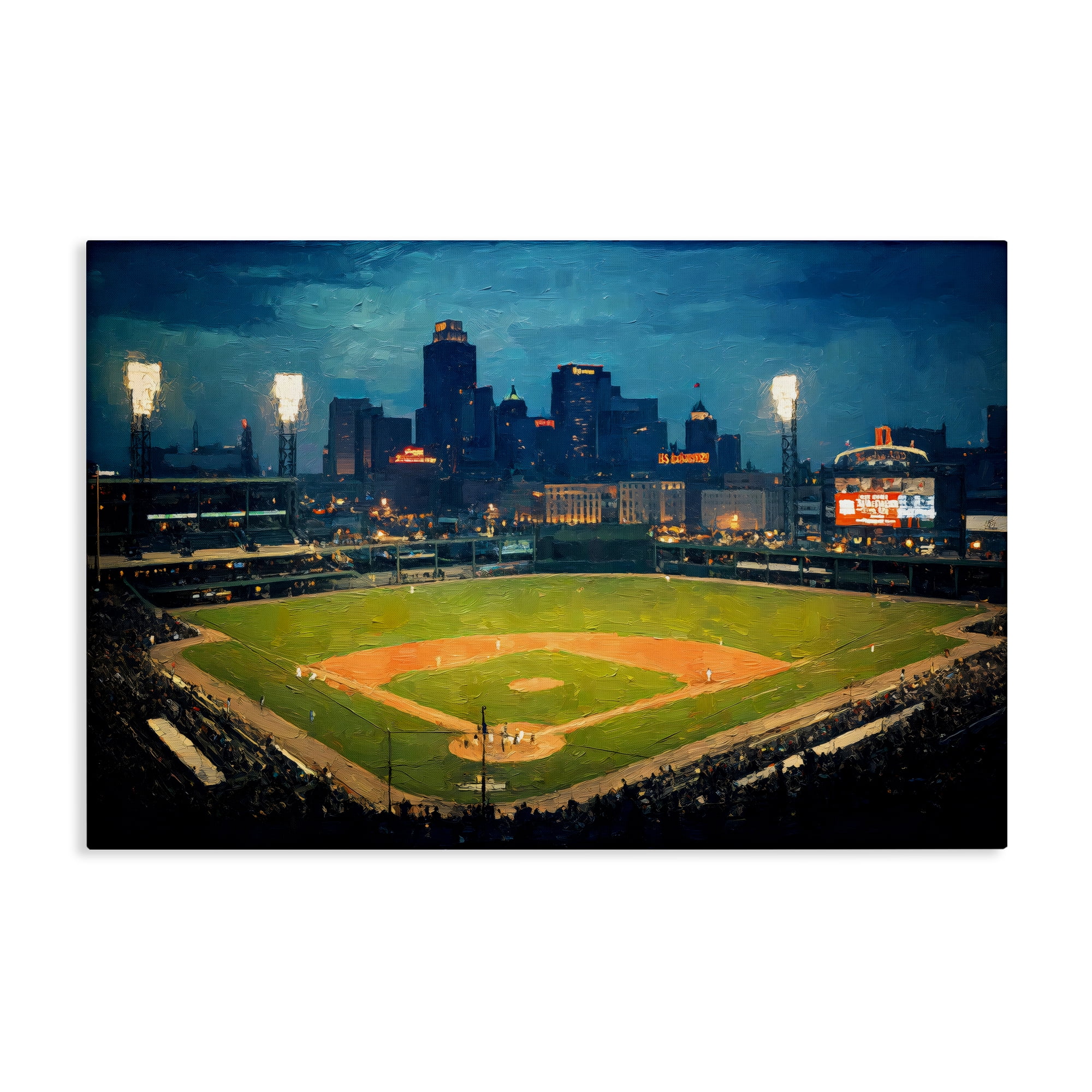 Baseball Stadium at Night Canvas Wall Art, design by Arlington Prints