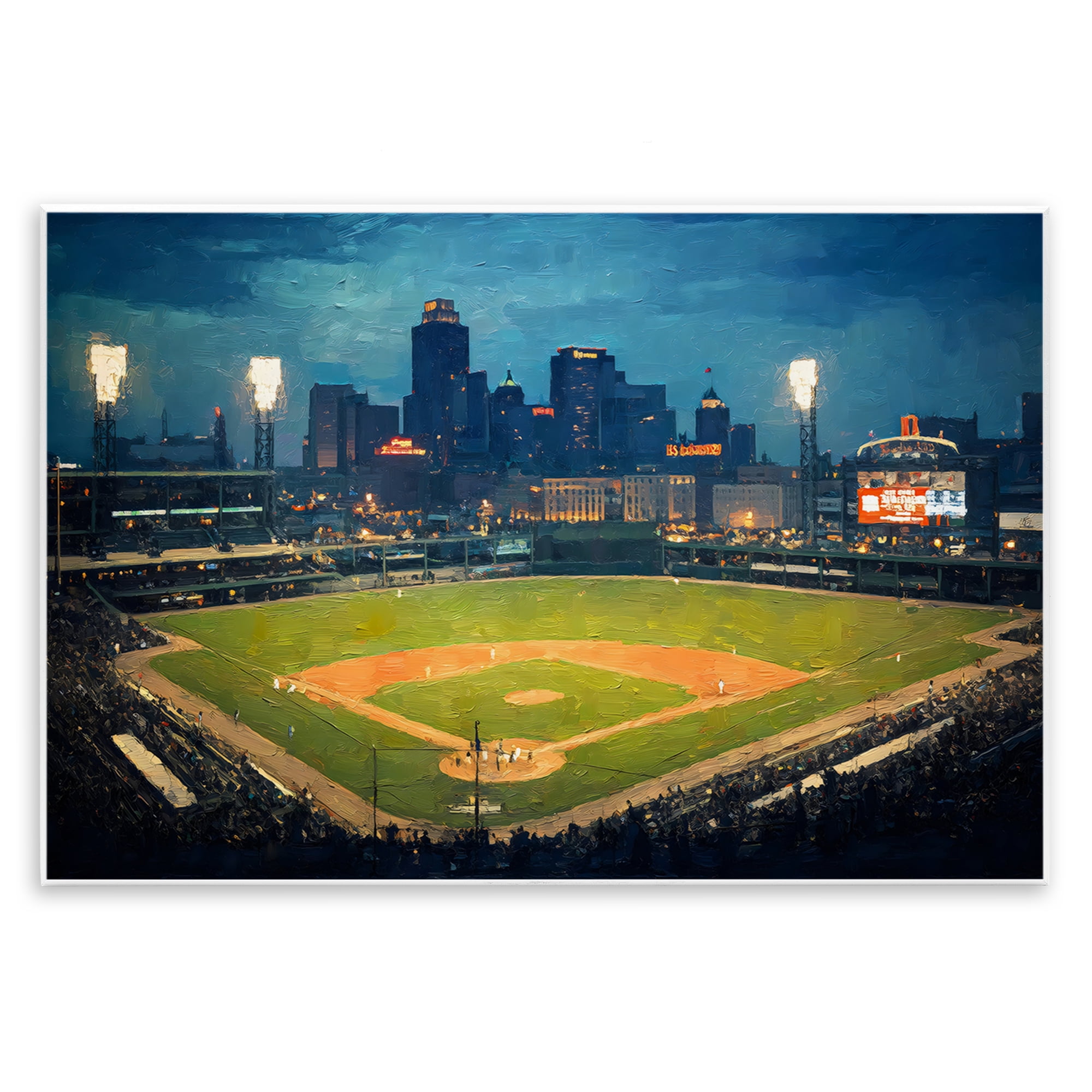Baseball Stadium at Night Wall Plaque Art, design by Arlington Prints
