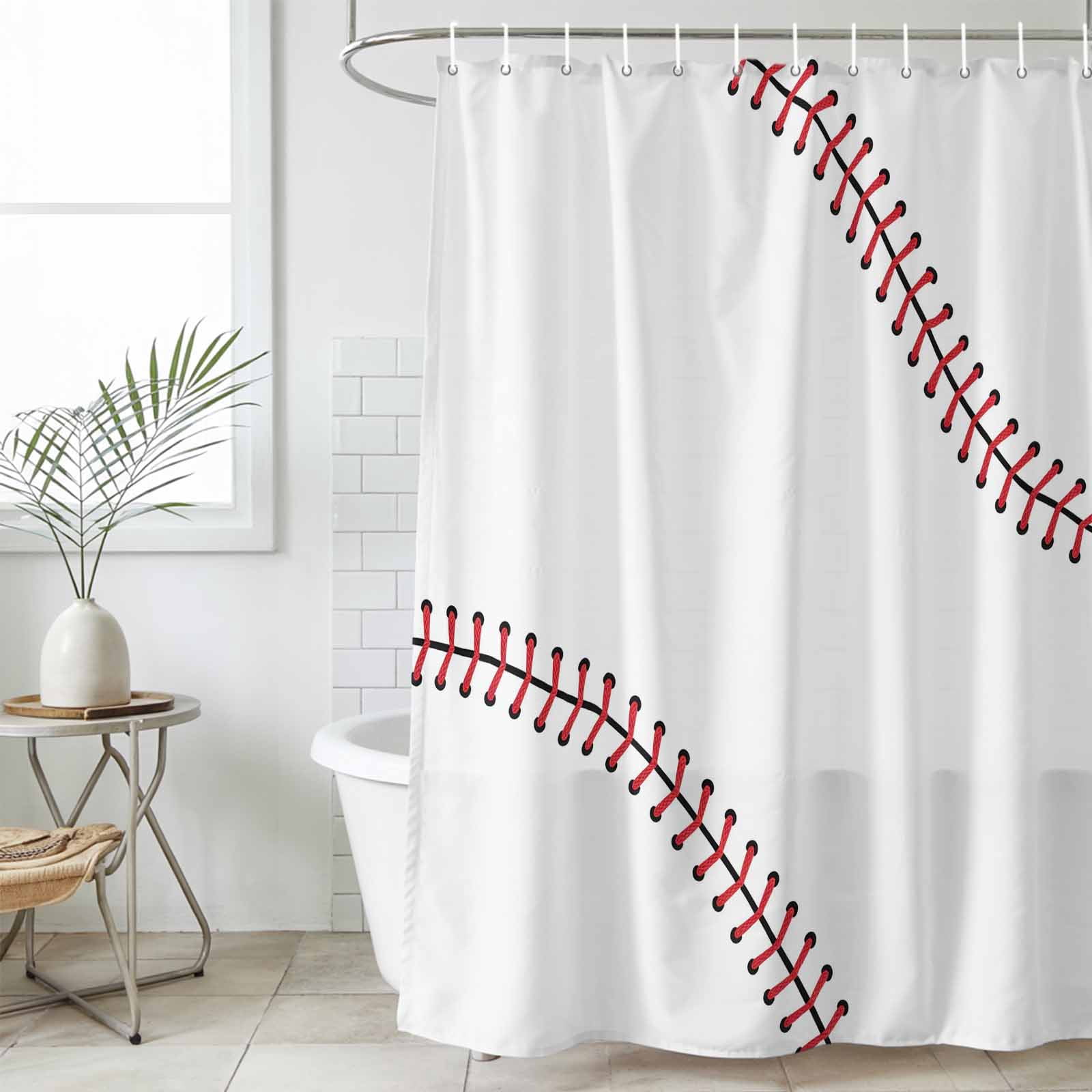 Baseball Standard Shower Curtain Set, Waterproof Shower Curtains for ...