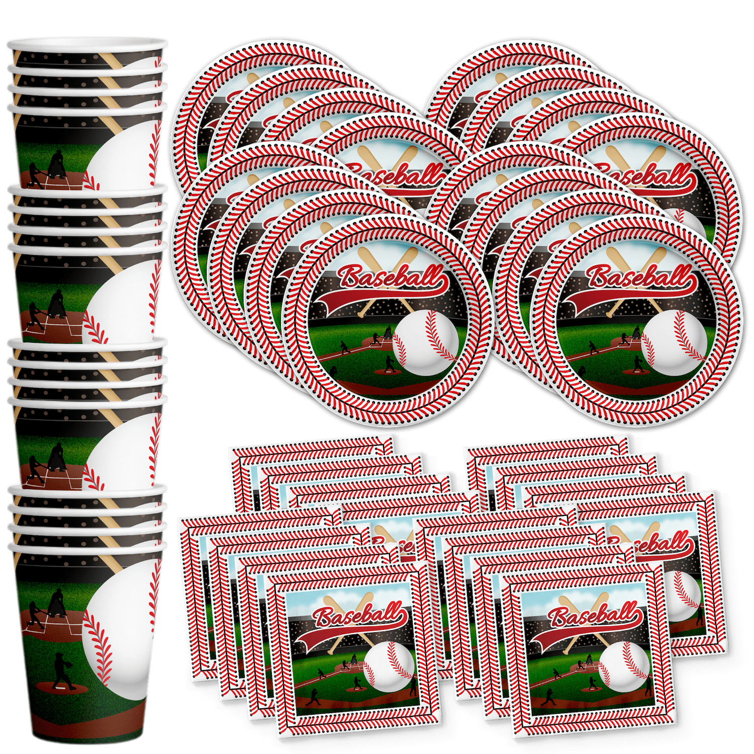 Sawysine 192 Pcs Baseball Party Supplies Bundle, Disposable Paper Baseball  Plates Cups Napkins Knife Fork Spoon Straw, Baseballs Party Birthday