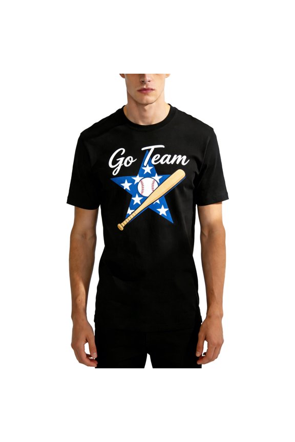 Baseball Star Graphic Men's 100% Cotton Breathable Crewneck Short Sleeve Tee S