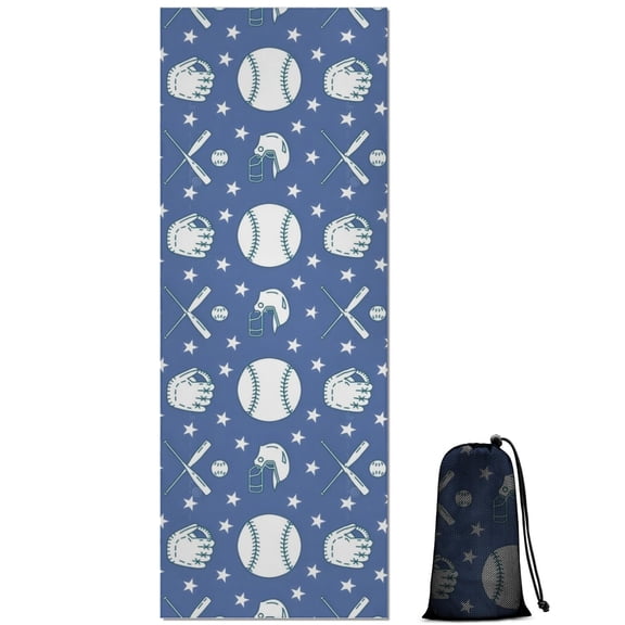 Baseball Stars Pattern Hot Yoga Mat Towel Non Slip for Hot Yoga - Quick-Drying Yoga Mat Cover with 4 Corner Pockets with Travel Bag - Hot Yoga Towel Non Slip Grip Moisture Wicking Sweat 70"x26"