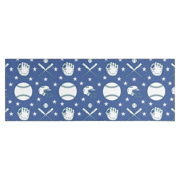 Baseball Stars Pattern Kitchen Rug Mat,Kitchen Runner Rugs Non Skid Washable,Decorative Kitchen Floor Mats for Kitchen,Sink,Laundry,17"X47"