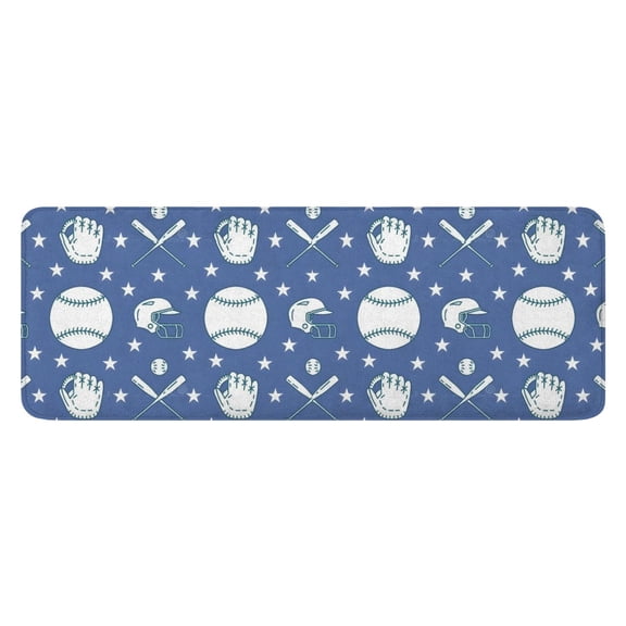 Baseball Stars Pattern Kitchen Rug Mat,Kitchen Runner Rugs Non Skid Washable,Decorative Kitchen Floor Mats for Kitchen,Sink,Laundry,17"x47.2"