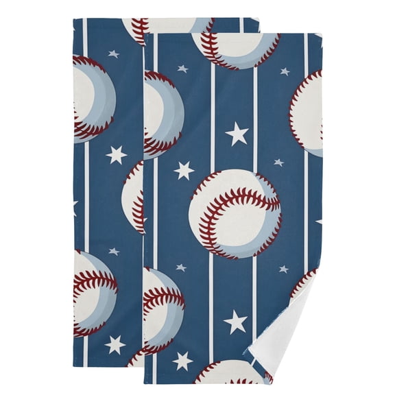 Baseball Stars Stipes Hand Towel Absorbent Bath Towels for Bathroom Sports Gym 28" x 14" Set of 2