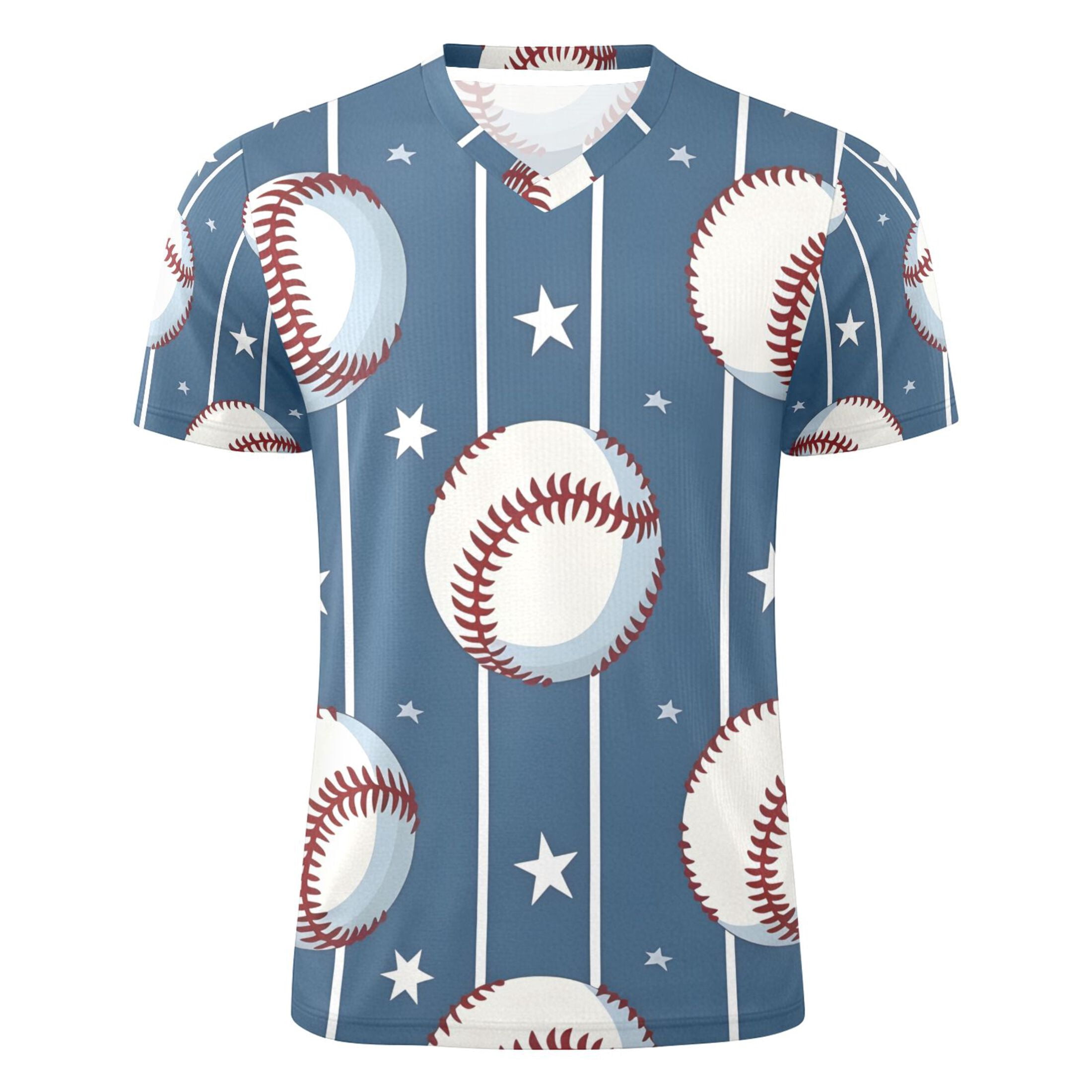 Baseball Stars Stipes Men's Sports Jerseys Athletic T-Shirt Football Referee Short Sleeves Shirt M