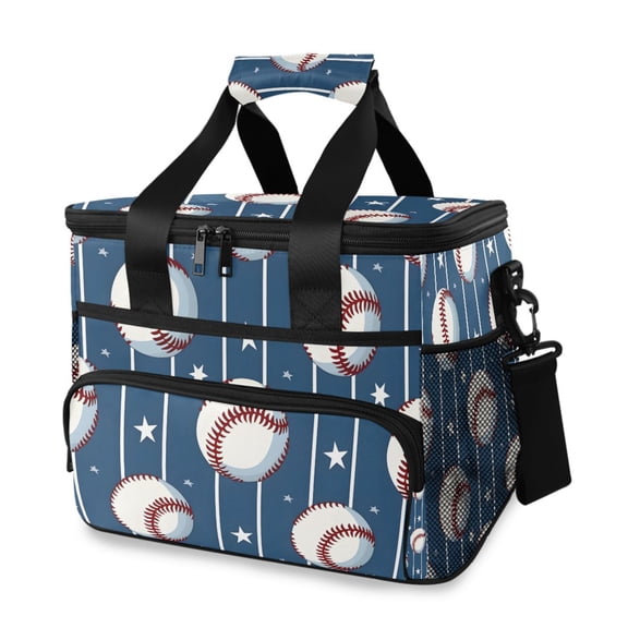 Baseball Stars Stipes Portable Cooler Lunch Box Reusable Insulated Lunch Bag Leakproof 15L
