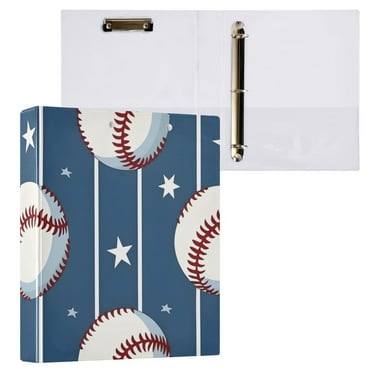Baseball Stars Stipes Round Ring Binder 3 Rings 1.5" Capacity File Storage for A4 Size 1 Pack