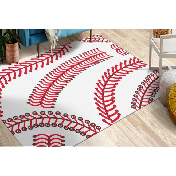 Baseball Steek Rug, White Rugs, Boy Room Rug, Motivational Rug, Outdoor Rug, Bedroom Rug, 3D Printed Rug, Popular Rug, Rug, 2.6'x6.5' - 80x200 cm