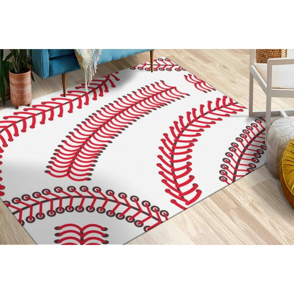 Baseball Steek Rug, White Rugs, Boy Room Rug, Motivational Rug, Outdoor Rug, Bedroom Rug, 3D Printed Rug, Popular Rug, Rug, 3.3'x5' - 100x150 cm