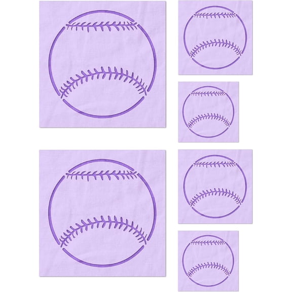 Baseball Stencil - Reusable Mylar DIY Painting Template, 6 Pack (2, 3, 4 in), Stencil Stop