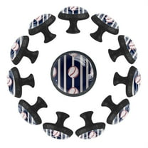 Baseball with Stipes Pattern 35MM Round Glass Cabinet Knobs, Kitchen Knobs for Drawer Dresser Cupboard Wardrobe Modern Pulls Handles Hardware, Set of 12