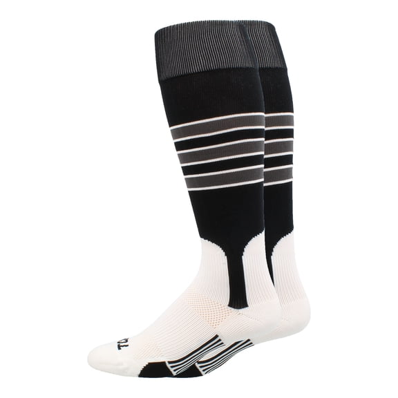 MadSportsStuff 3-Stripe Baseball & Softball Stirrup Socks - Black/Graphite/White, Medium