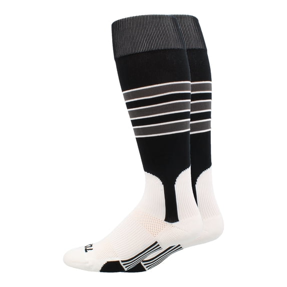 MadSportsStuff 3-Stripe Baseball & Softball Stirrup Socks - Black/Graphite/White, Small