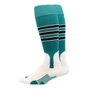 Baseball Stirrup Socks 3 Stripe (Teal/Black/White, Large)