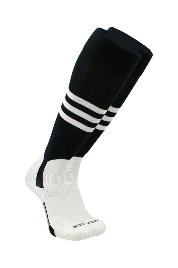 Baseball Stirrup Socks Pattern B (Black/White, Large) - Black/White,Large