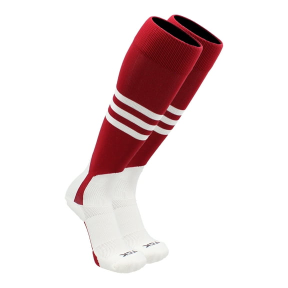 Baseball Stirrup Socks Pattern B (Cardinal/White, Large) - Cardinal/White,Large