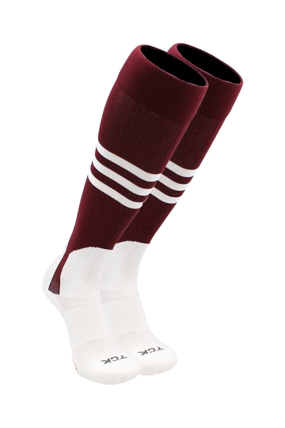 Baseball Stirrup Socks Pattern B (Maroon/White, Small) - Maroon/White,Small