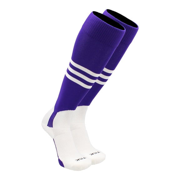 Baseball Stirrup Socks Pattern B (Purple/White, X-Large) - Purple/White,X-Large