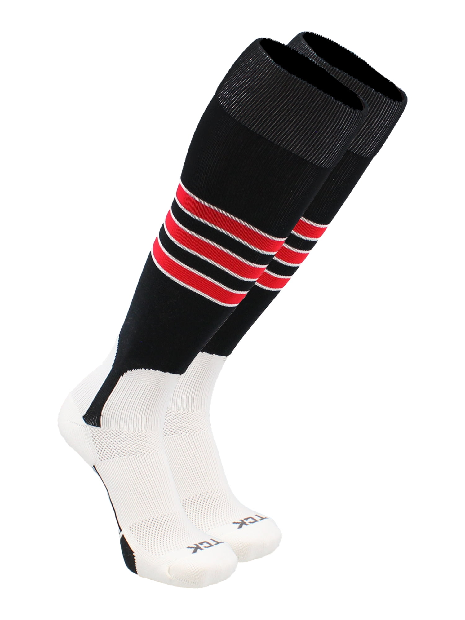 Baseball Stirrup Socks Pattern D (Black/White/Scarlet, XLarge) Black