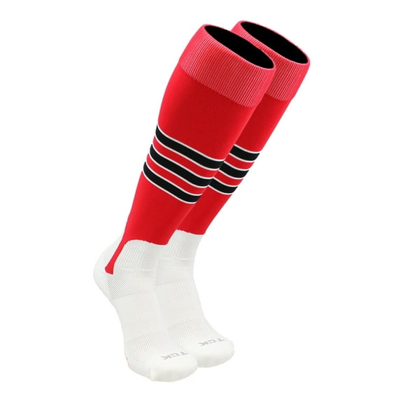 Baseball Stirrup Socks Pattern D (Scarlet/White/Black, Medium) - Scarlet/White/Black,Medium