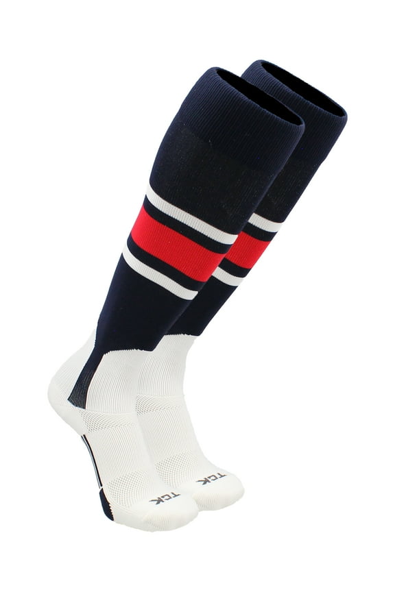 Baseball Stirrup Socks Pattern E (Navy/White/Scarlet, Medium) - Navy/White/Scarlet,Medium