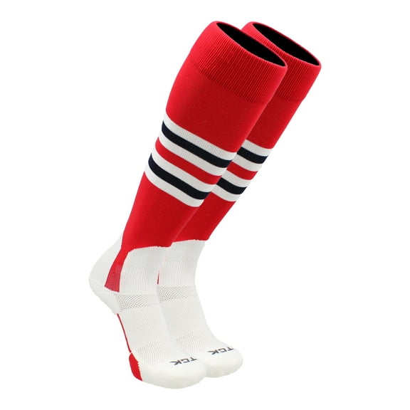 Baseball Stirrup Socks Pattern I (Scarlet/White/Navy, Large) - Scarlet/White/Navy,Large