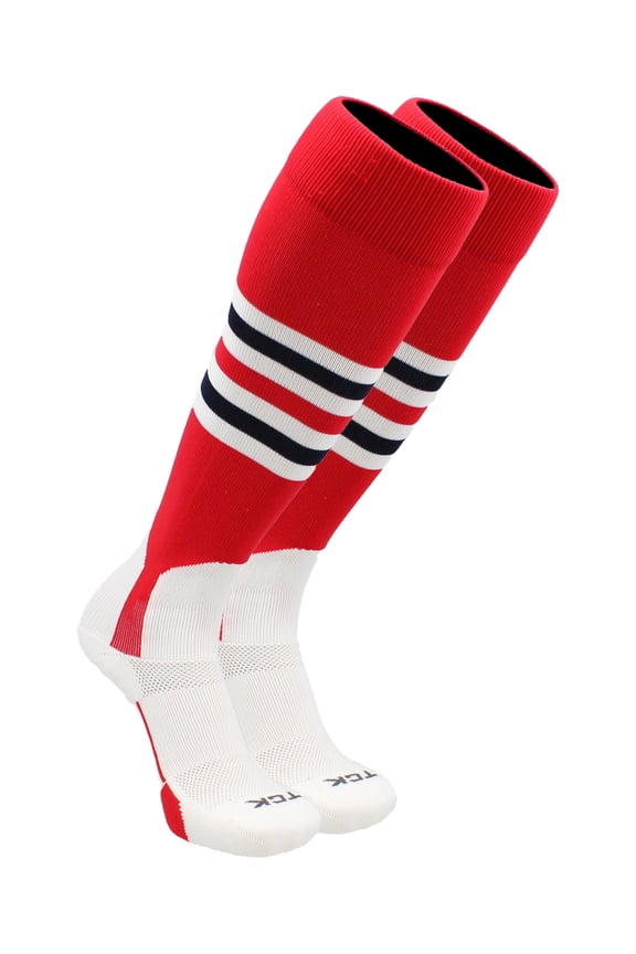 Baseball Stirrup Socks Pattern I (Scarlet/White/Navy, Medium) - Scarlet/White/Navy,Medium