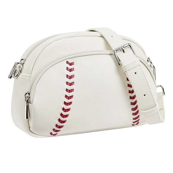 Baseball Stitch Crossbody Purse for Women, Cute Sling Shoulder Bag, Adjustable Strap Zipper Casual Messenger Bag for Daily Travel Sports