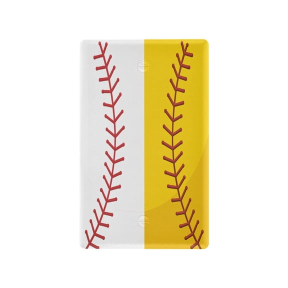 Baseball Stitch Design Decorative Wall Plate, Flame Retardant PC Plastic Light Switch & Outlet Cover with Mounting Screws Fits Blank Unused Outlet