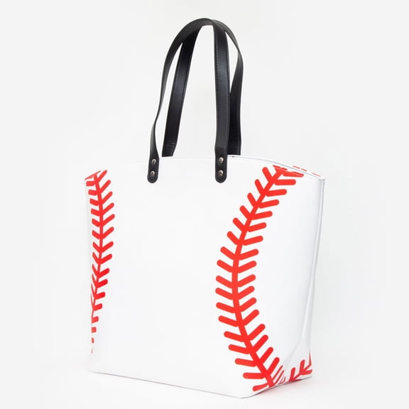 Baseball Stitch Print Large Shoulder Tote Bag