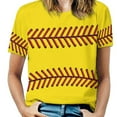 thumbnail image 1 of Baseball Stitch Yellow Women's Short Sleeve Tops Casual Blouses T Shirt, 1 of 6