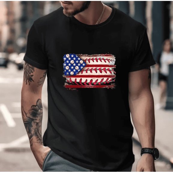 Baseball Stitches American Sports Graphic Unisex T-Shirt, for men & women, up to size 5XL