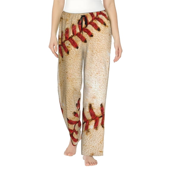 Baseball Stitches Dirty Women's Comfy Pajama Pants with Pockets,Soft Stretch Drawstring Lounge Pants, Soft Casual Wide Leg PJS Sleep Bottoms Small