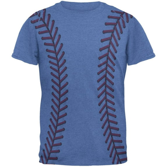 Baseball Stitches Mens T Shirt Heather Royal MD