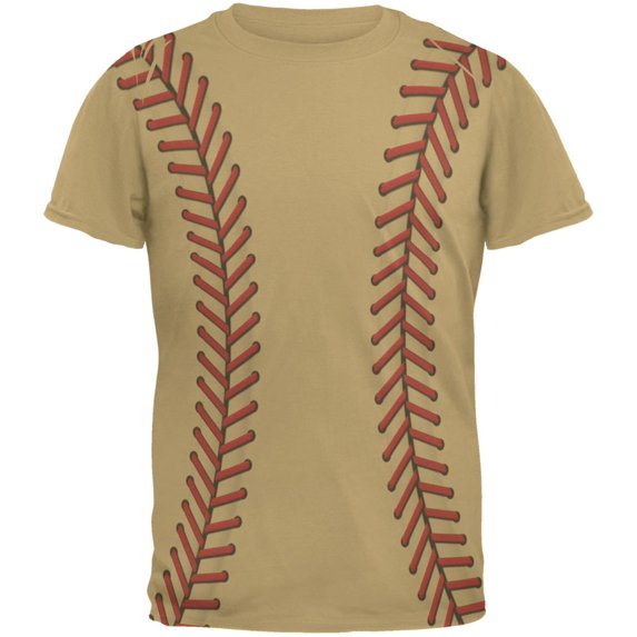 Baseball Stitches Mens T Shirt Tan 2XL
