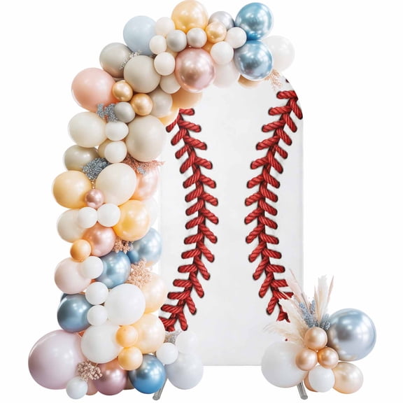 Baseball Stitches Texture Arch Backdrop Cover Spandex Fitted Arch Cover 6FT,Arches Backdrop Stand Covers for Wedding Birthday Party Ceremony Banquet Decoration Modern Minimalist Sport Theme