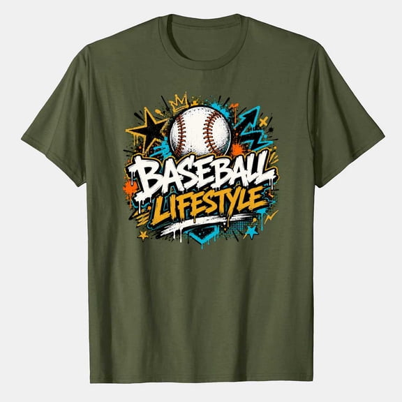 Baseball Streetwear T-Shirt for Boys Youth Players Graffiti Lifestyle Sports Graphic Tee