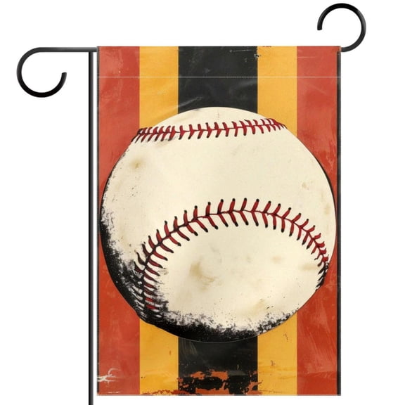 Baseball Stripe Vintage Print Garden Flag Double Sided House Flag for Outdoor Home, Personalized All Year Round Yard Decor 12 x 18 Inch