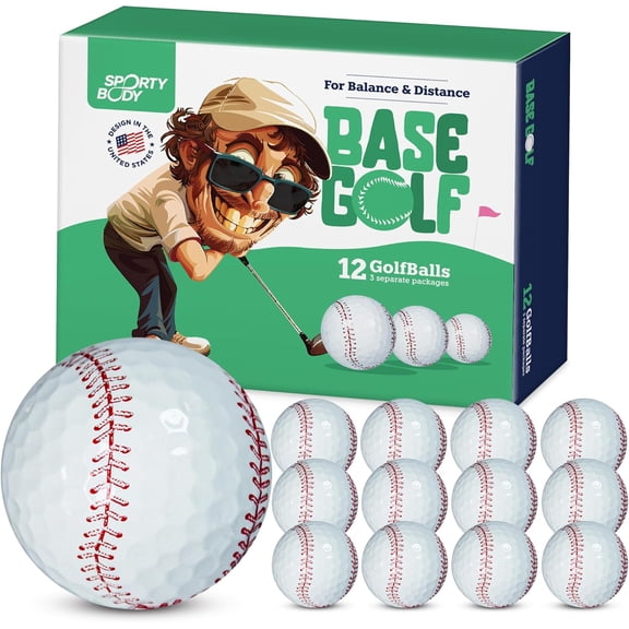 Baseball-Style Golf Balls Set of 12, Surlyn Cover, Long Drive Distance & Precise Control, Great Golf Gift for Men & Women