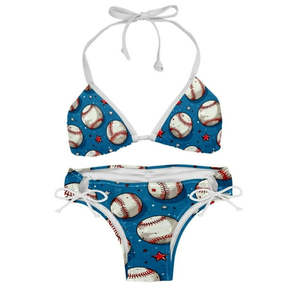 Baseball Stylish Bikini Set with Detachable Sponge & Adjustable Strap 2-Pack - Beach Ready!