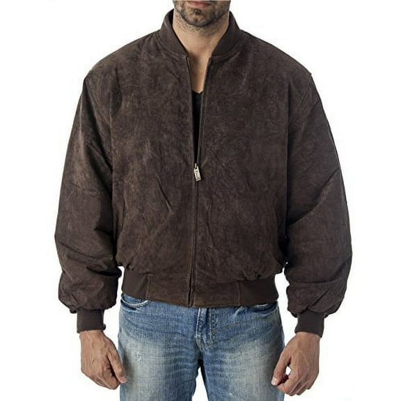 Reed Baseball Suede Leather Bomber Jacket - XL, Brown